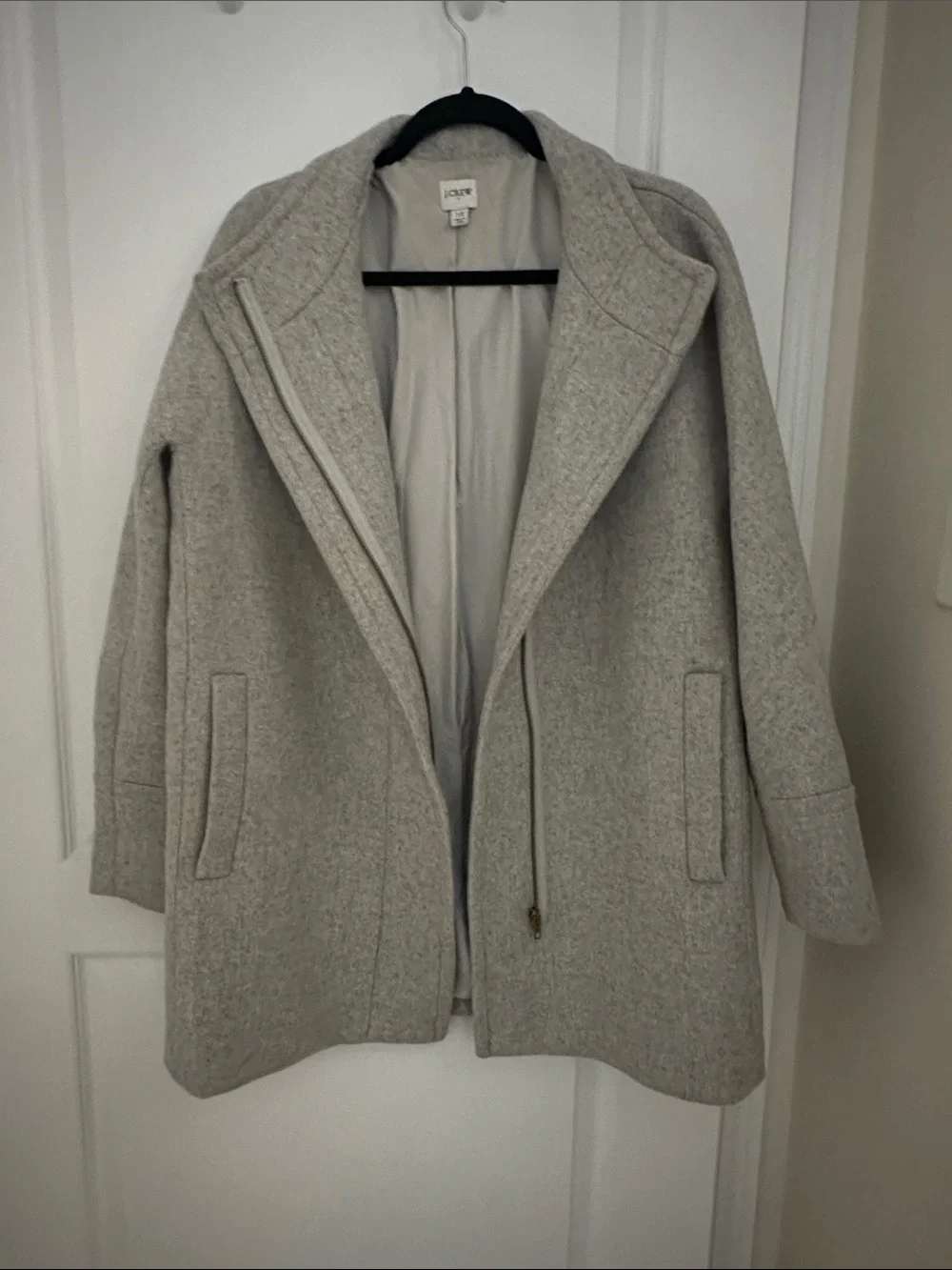 J. Crew Light Gray Wool Blend Peacoat with Shawl Collar